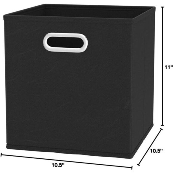 Black Fabric Storage Bins Set of 6 Collapsible Cube Organizer with Handles - Picture 3 of 7